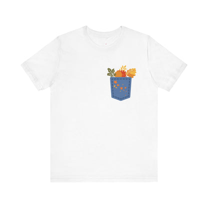 Pocket Boho Tee - Funny Botanic Autumn Design Printify