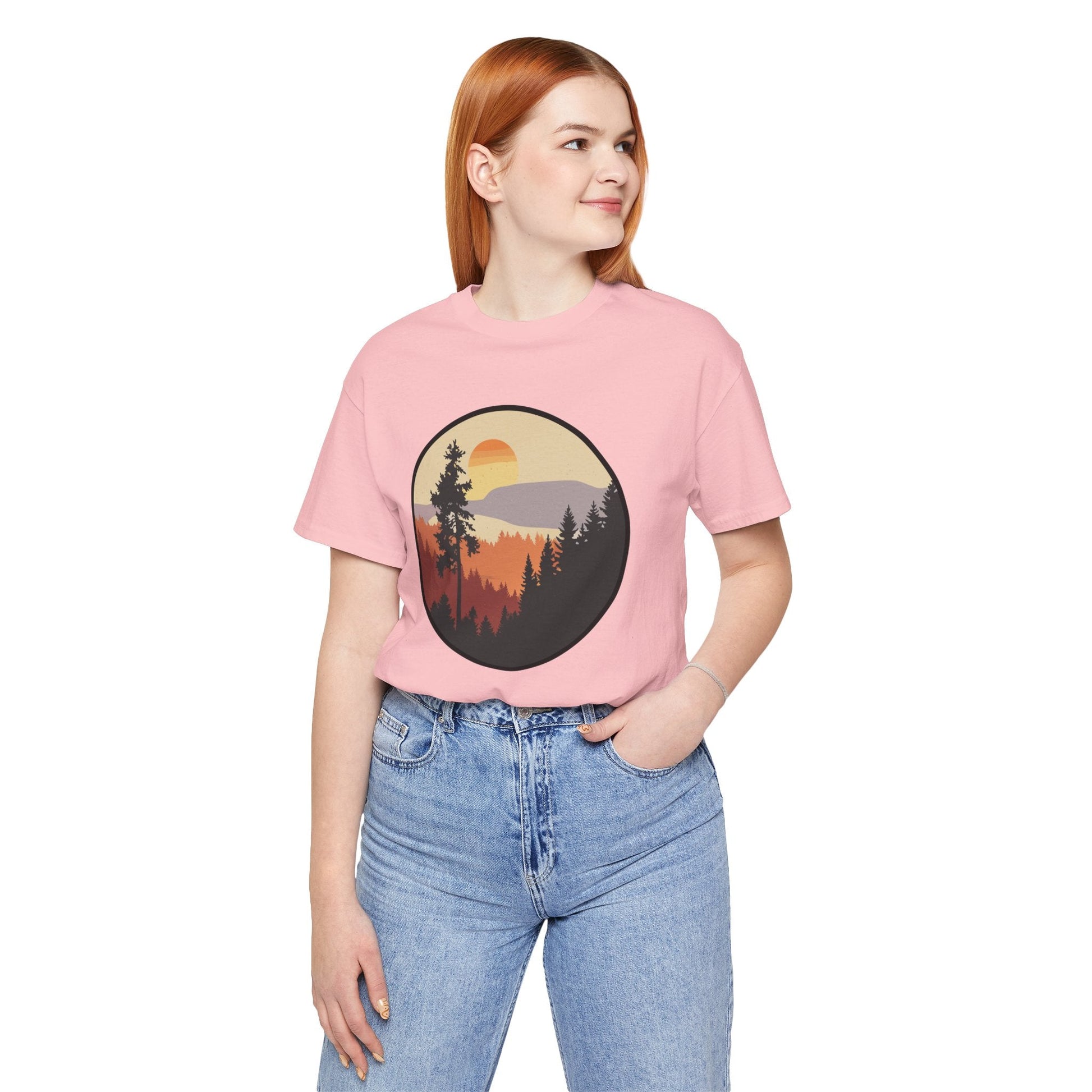 Sunset Forest Unisex Tee | Nature Lover Shirt, Hiking Apparel, Outdoor Gift, Eco-Friendly Fashion, Casual Wear Boho Wear
