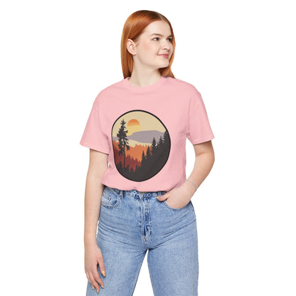 Sunset Forest Unisex Tee | Nature Lover Shirt, Hiking Apparel, Outdoor Gift, Eco-Friendly Fashion, Casual Wear Boho Wear