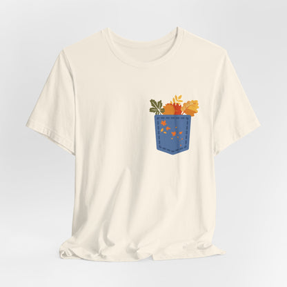 Pocket Boho Tee - Funny Botanic Autumn Design Printify