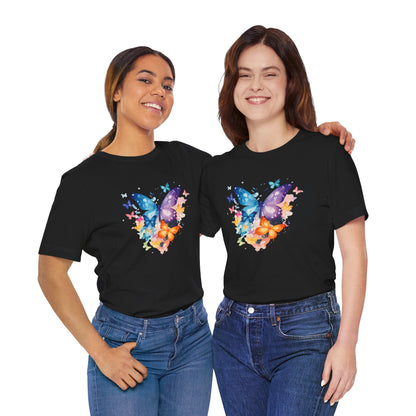 Colorful Butterfly Unisex Jersey Tee, Floral Tee, Butterfly Art Shirt, Gift for Nature Lovers, Summer Style, Nature Inspired Apparel Boho Wear