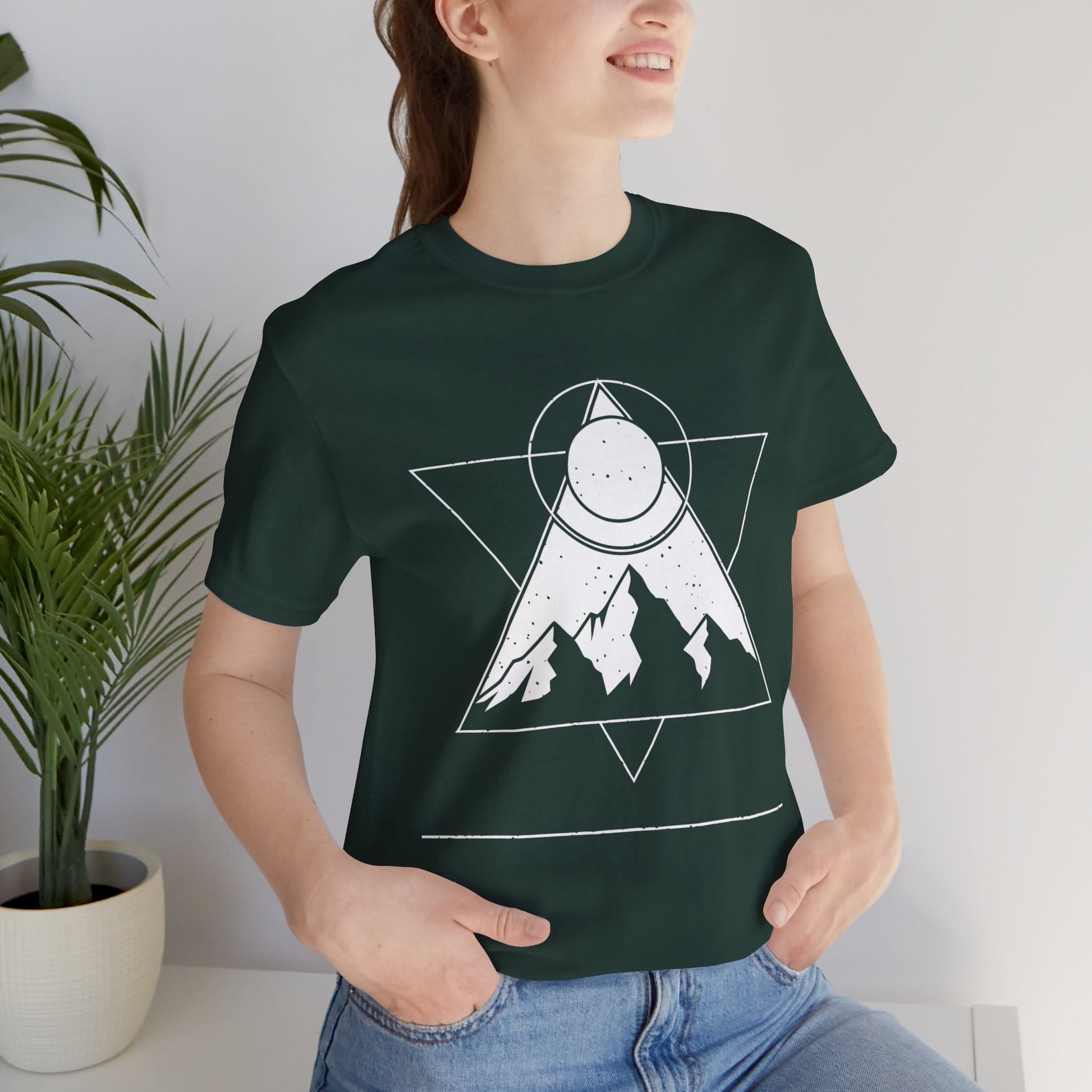 Mountain Sun Graphic Tee, Nature Lover Shirt, Outdoorsy Gift, Bohemian Style T-Shirt, Adventure, Unisex Jet Black Tee Printify