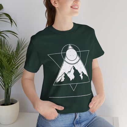 Mountain Sun Graphic Tee, Nature Lover Shirt, Outdoorsy Gift, Bohemian Style T-Shirt, Adventure, Unisex Jet Black Tee Printify