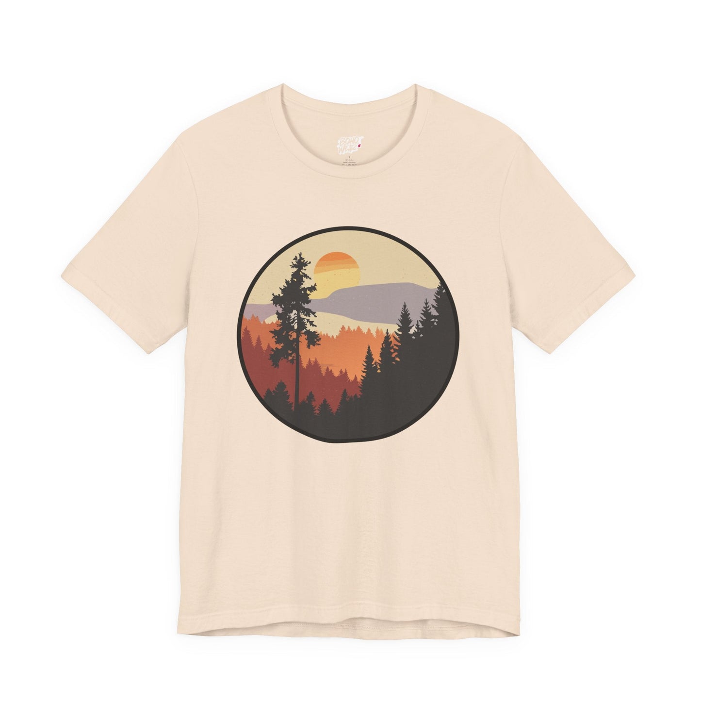 Sunset Forest Unisex Tee | Nature Lover Shirt, Hiking Apparel, Outdoor Gift, Eco-Friendly Fashion, Casual Wear Boho Wear