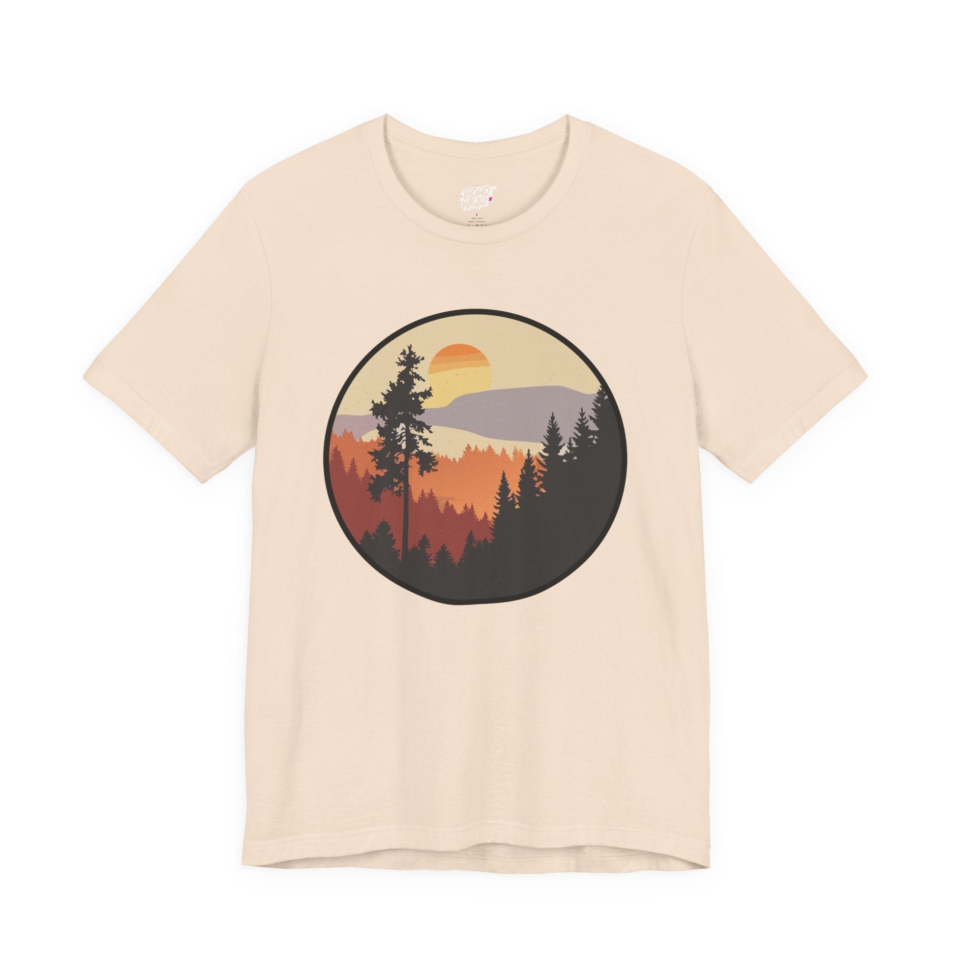 Sunset Forest Unisex Tee | Nature Lover Shirt, Hiking Apparel, Outdoor Gift, Eco-Friendly Fashion, Casual Wear Boho Wear