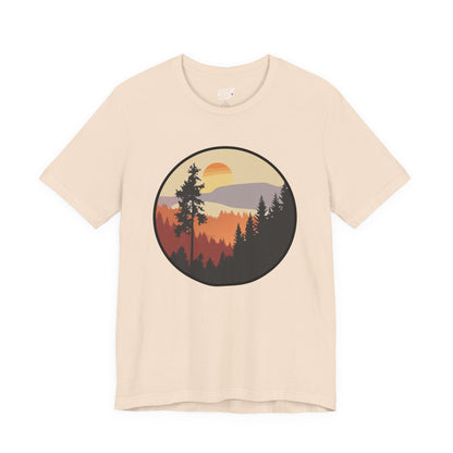 Sunset Forest Unisex Tee | Nature Lover Shirt, Hiking Apparel, Outdoor Gift, Eco-Friendly Fashion, Casual Wear Boho Wear