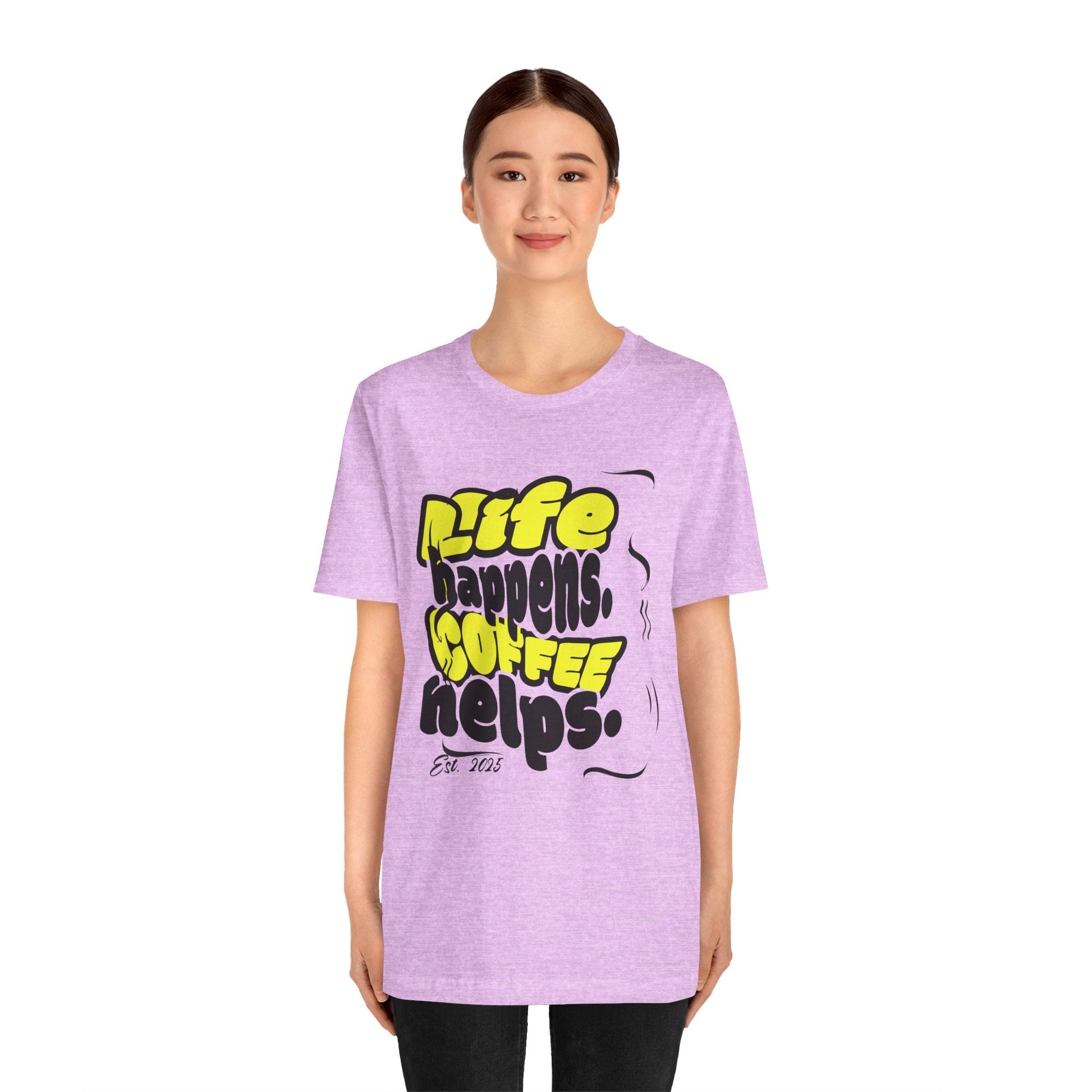 Coffee Lover T-Shirt - Life happens Coffee helps Boho Wear