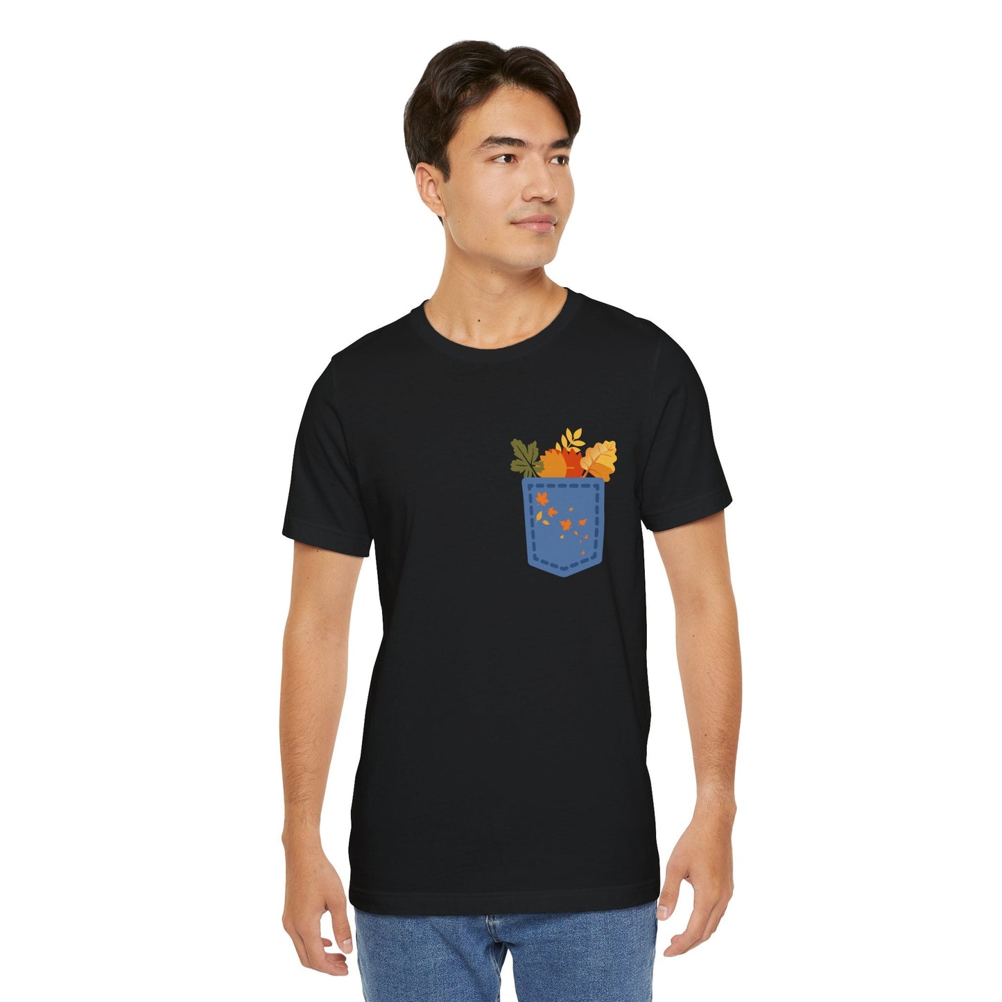 Pocket Boho Tee - Funny Botanic Autumn Design Printify