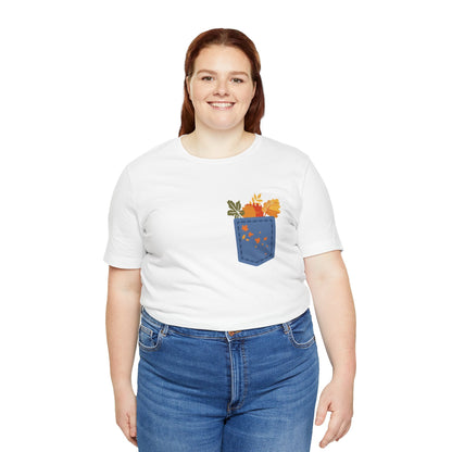 Pocket Boho Tee - Funny Botanic Autumn Design Printify