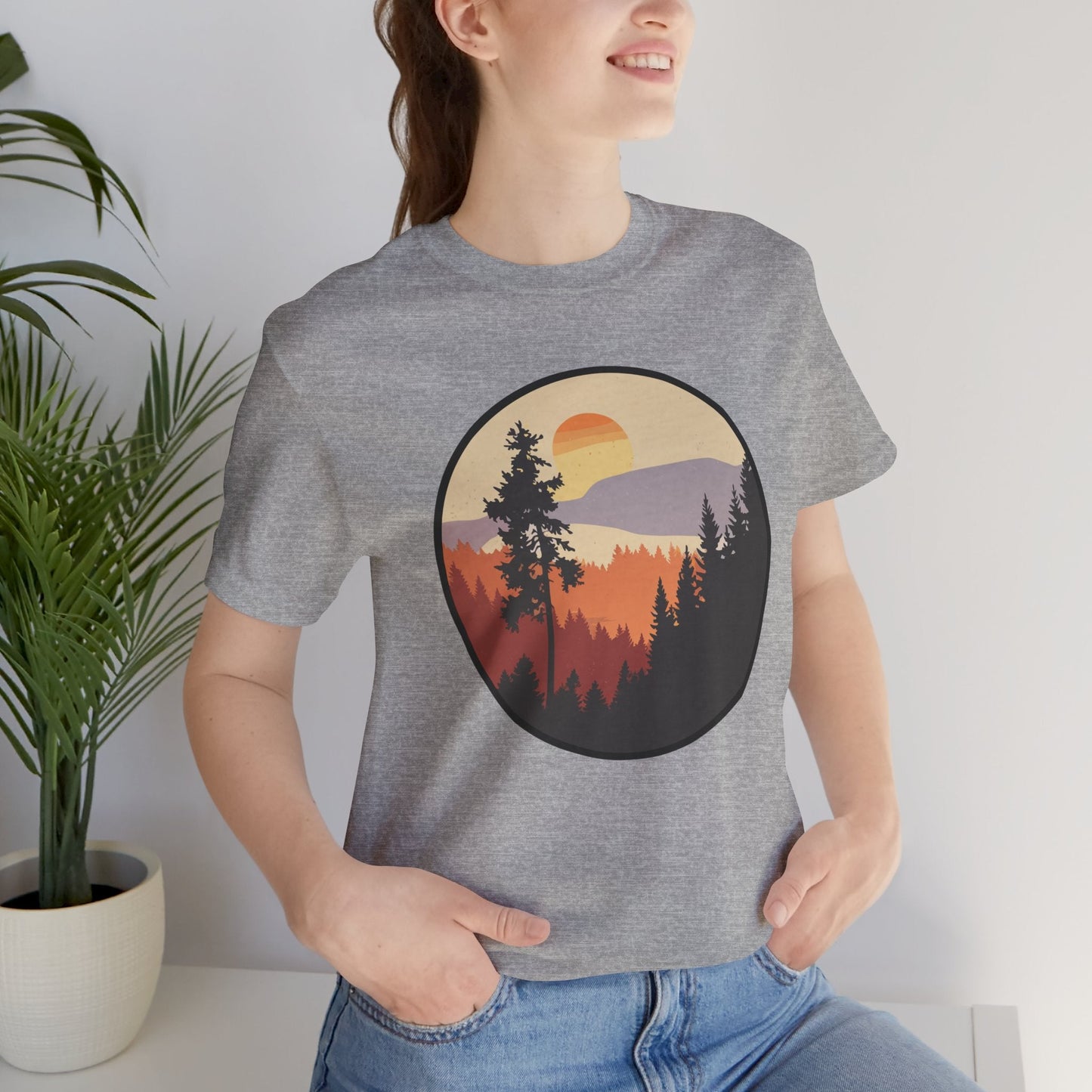 Sunset Forest Unisex Tee | Nature Lover Shirt, Hiking Apparel, Outdoor Gift, Eco-Friendly Fashion, Casual Wear Boho Wear