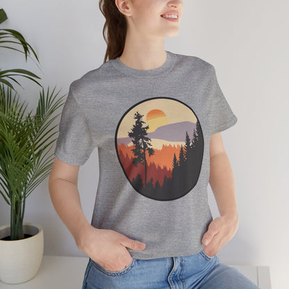 Sunset Forest Unisex Tee | Nature Lover Shirt, Hiking Apparel, Outdoor Gift, Eco-Friendly Fashion, Casual Wear Boho Wear