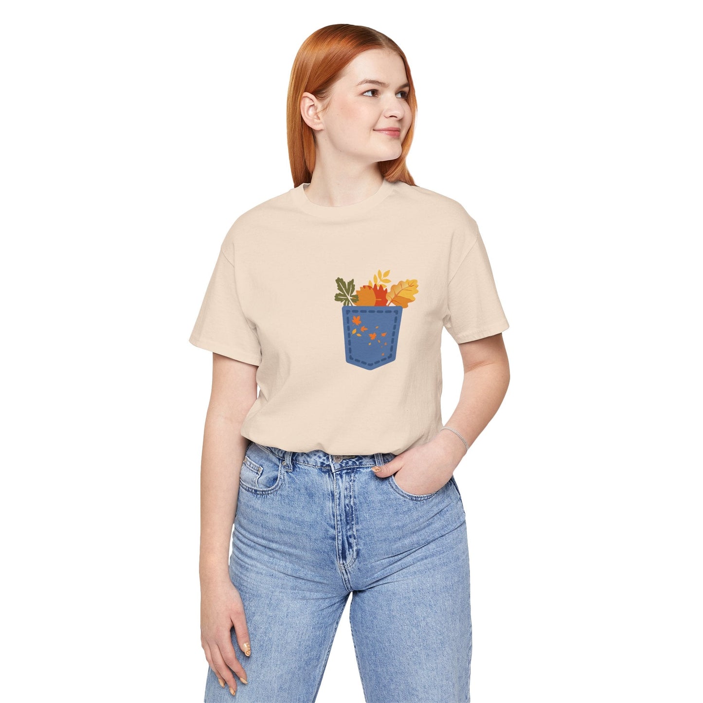 Pocket Boho Tee - Funny Botanic Autumn Design Printify