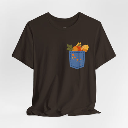 Pocket Boho Tee - Funny Botanic Autumn Design Printify
