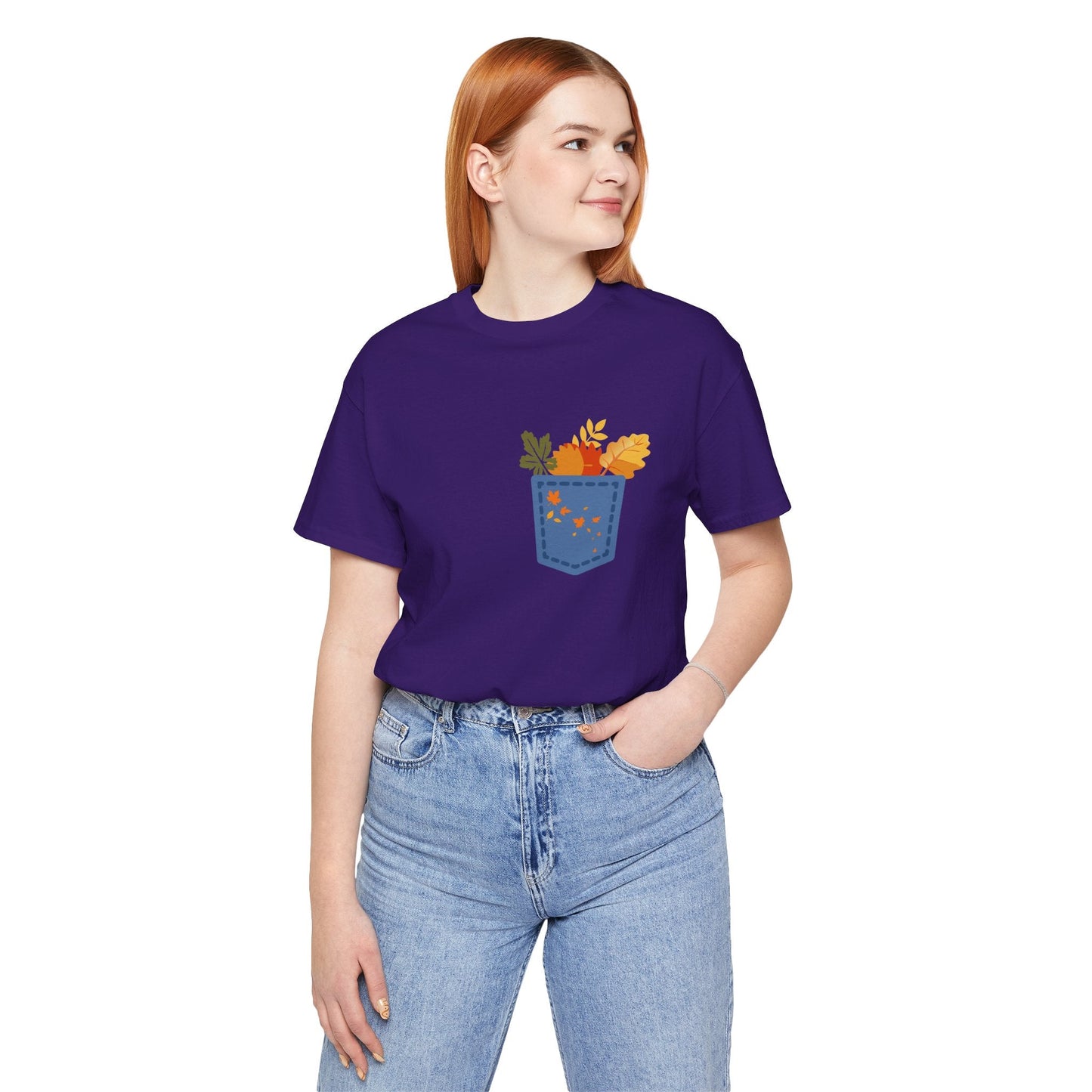 Pocket Boho Tee - Funny Botanic Autumn Design Boho Wear