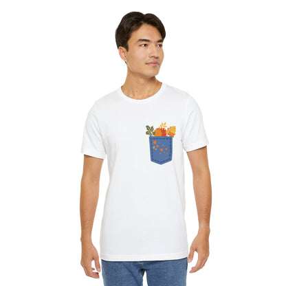 Pocket Boho Tee - Funny Botanic Autumn Design Printify