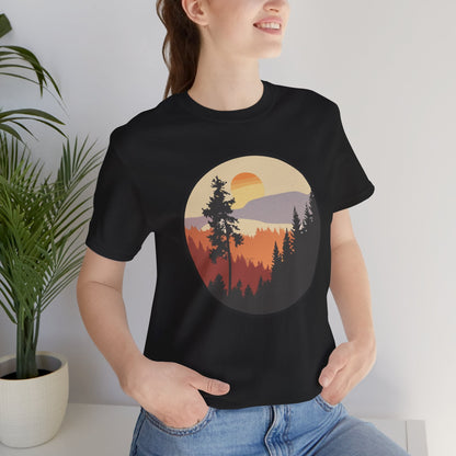 Sunset Forest Unisex Tee | Nature Lover Shirt, Hiking Apparel, Outdoor Gift, Eco-Friendly Fashion, Casual Wear Boho Wear