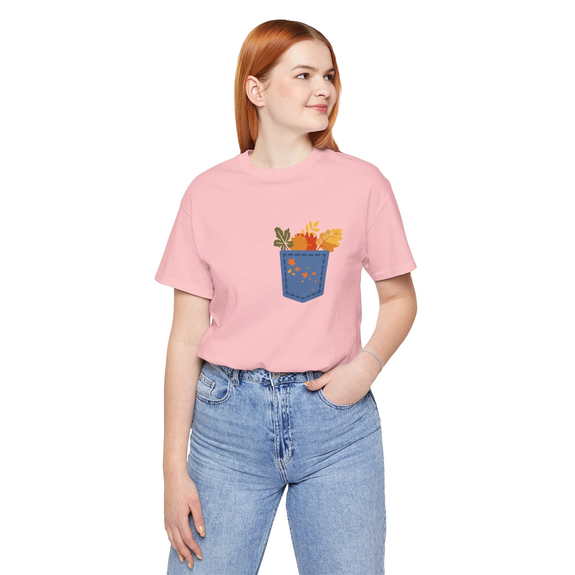 Pocket Boho Tee - Funny Botanic Autumn Design Boho Wear