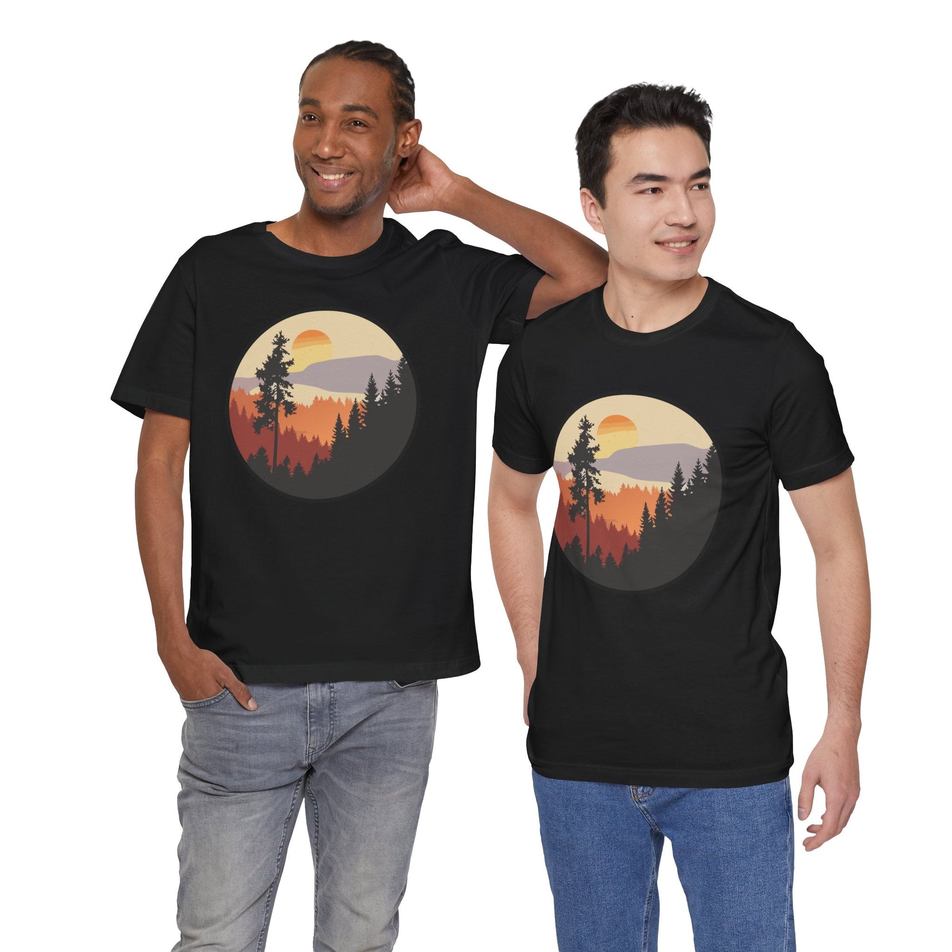 Sunset Forest Unisex Tee | Nature Lover Shirt, Hiking Apparel, Outdoor Gift, Eco-Friendly Fashion, Casual Wear Boho Wear