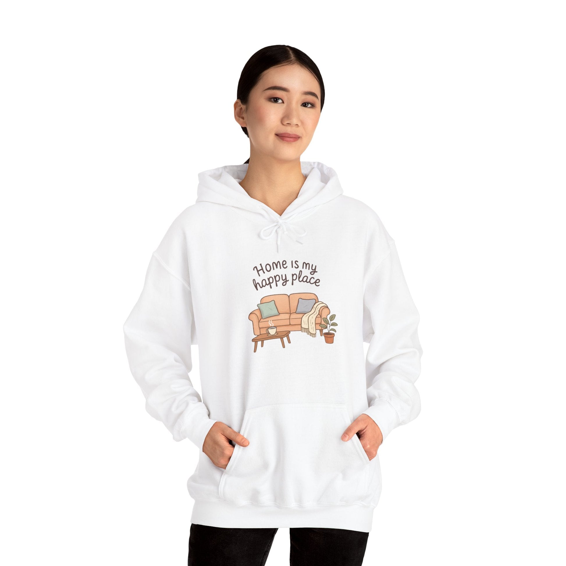 Hooded Sweatshirt - 'Home Is My Happy Place' Design Boho Wear