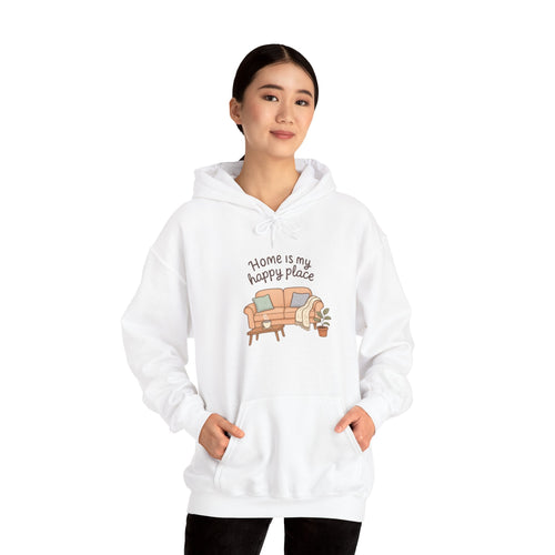 Hooded Sweatshirt - 'Home Is My Happy Place' Design Boho Wear