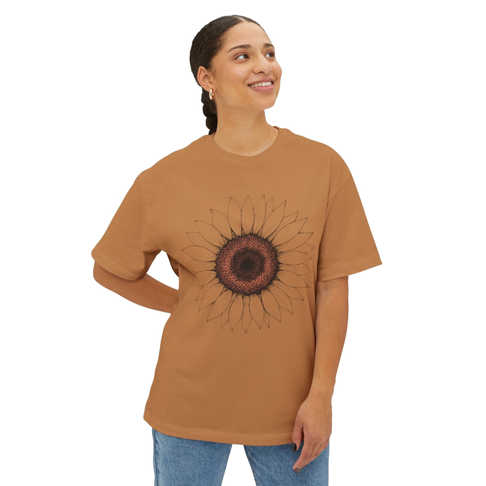 Sunflower Boho Oversized Tee - Funny Unisex T-Shirt Boho Wear
