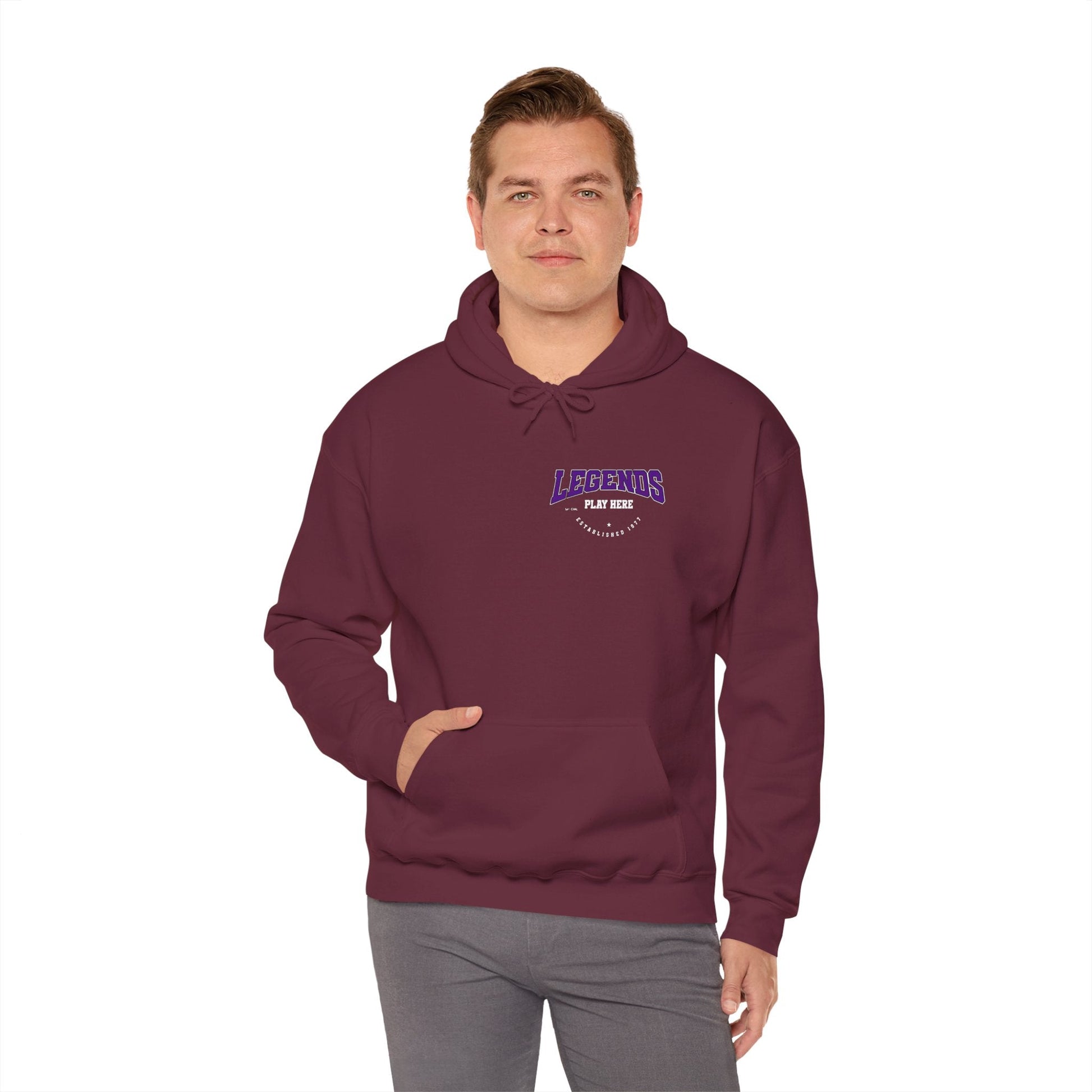Legends Play Here Hoodie | Unisex Heavy Blend™ Sweatshirt for Gamers, Casual Wear, Friends Gatherings, Cozy Gift Ideas, Unique Style Boho Wear