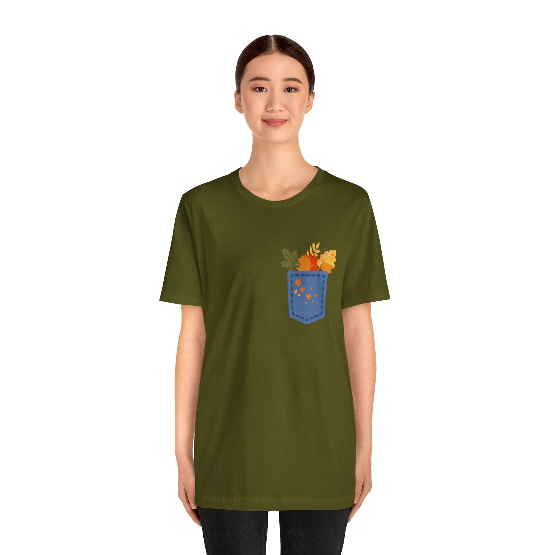 Pocket Boho Tee - Funny Botanic Autumn Design Printify