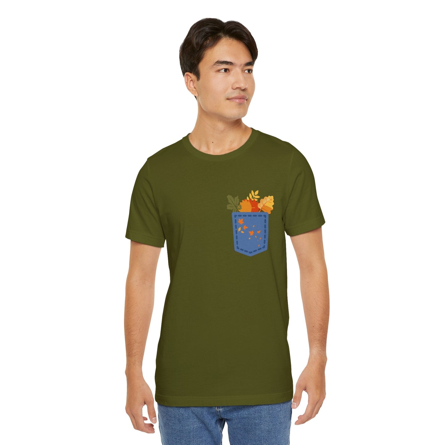 Pocket Boho Tee - Funny Botanic Autumn Design Printify