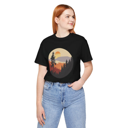 Sunset Forest Unisex Tee | Nature Lover Shirt, Hiking Apparel, Outdoor Gift, Eco-Friendly Fashion, Casual Wear Boho Wear