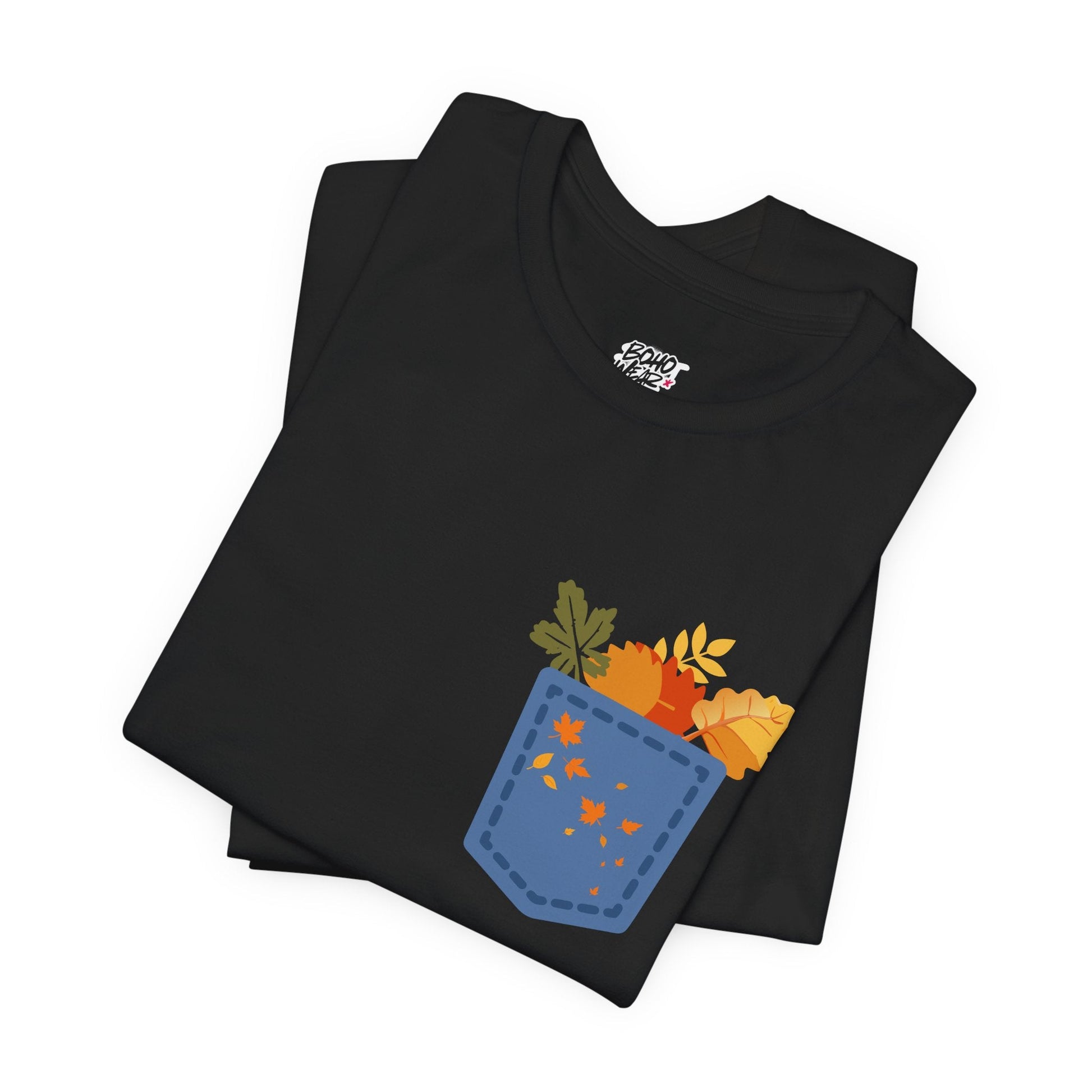 Pocket Boho Tee - Funny Botanic Autumn Design Printify