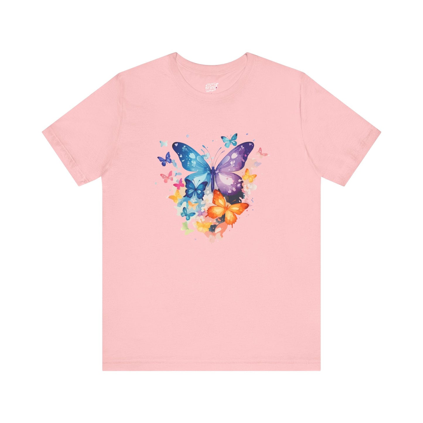 Colorful Butterfly Unisex Jersey Tee, Floral Tee, Butterfly Art Shirt, Gift for Nature Lovers, Summer Style, Nature Inspired Apparel Boho Wear