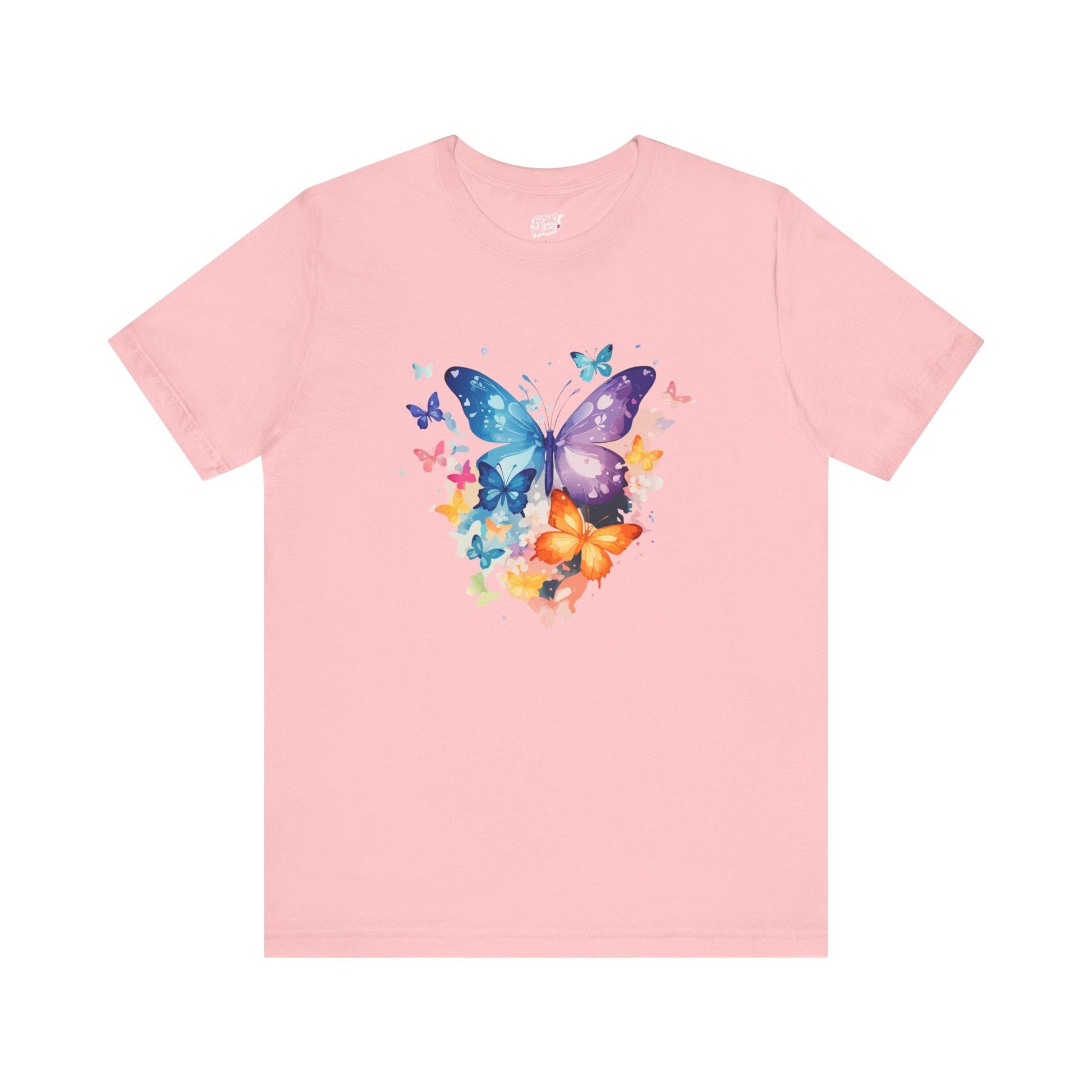 Colorful Butterfly Unisex Jersey Tee, Floral Tee, Butterfly Art Shirt, Gift for Nature Lovers, Summer Style, Nature Inspired Apparel Boho Wear