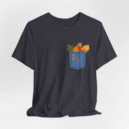 Pocket Boho Tee - Funny Botanic Autumn Design Printify