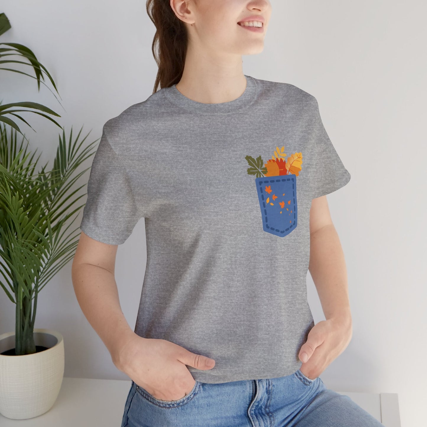 Pocket Boho Tee - Funny Botanic Autumn Design Printify
