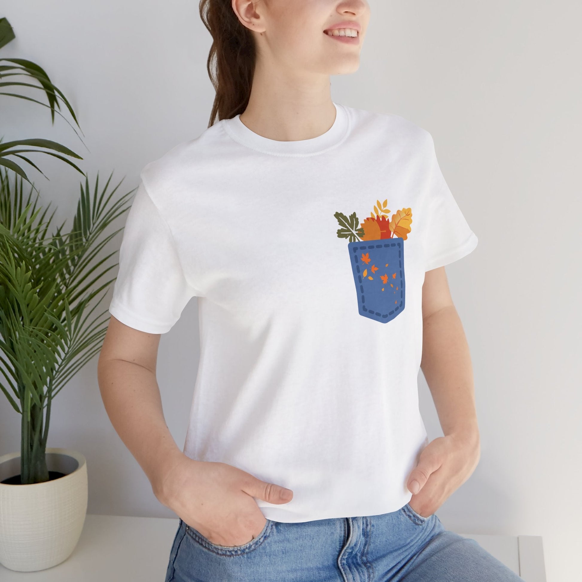 Pocket Boho Tee - Funny Botanic Autumn Design Printify