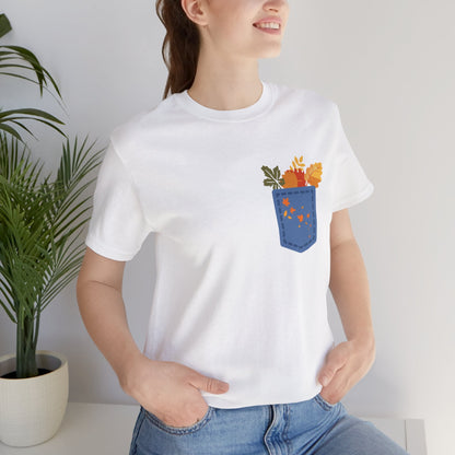 Pocket Boho Tee - Funny Botanic Autumn Design Printify