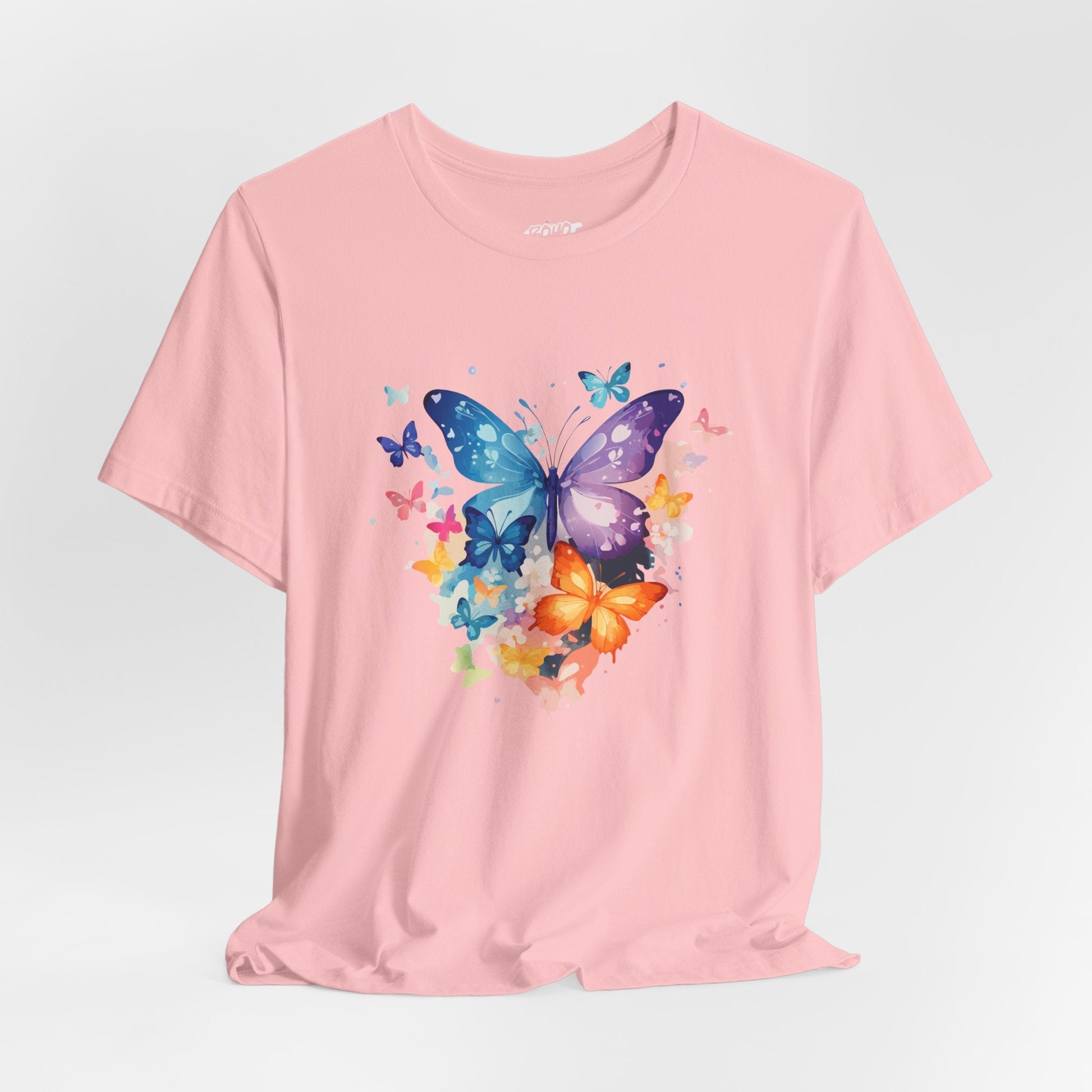 Colorful Butterfly Unisex Jersey Tee, Floral Tee, Butterfly Art Shirt, Gift for Nature Lovers, Summer Style, Nature Inspired Apparel Boho Wear