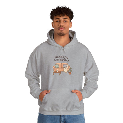 Hooded Sweatshirt - 'Home Is My Happy Place' Design Boho Wear