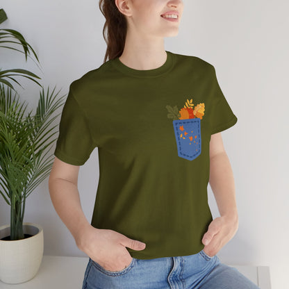 Pocket Boho Tee - Funny Botanic Autumn Design Printify