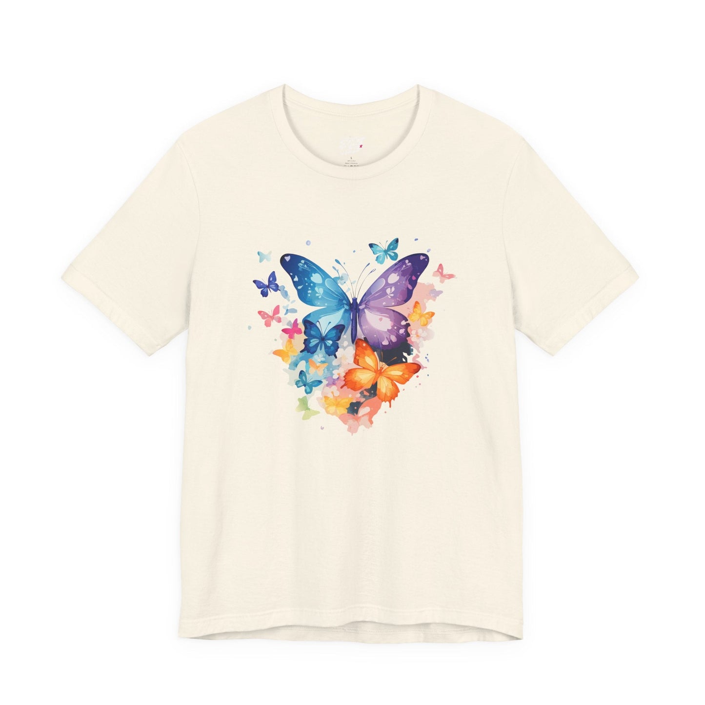 Colorful Butterfly Unisex Jersey Tee, Floral Tee, Butterfly Art Shirt, Gift for Nature Lovers, Summer Style, Nature Inspired Apparel Boho Wear