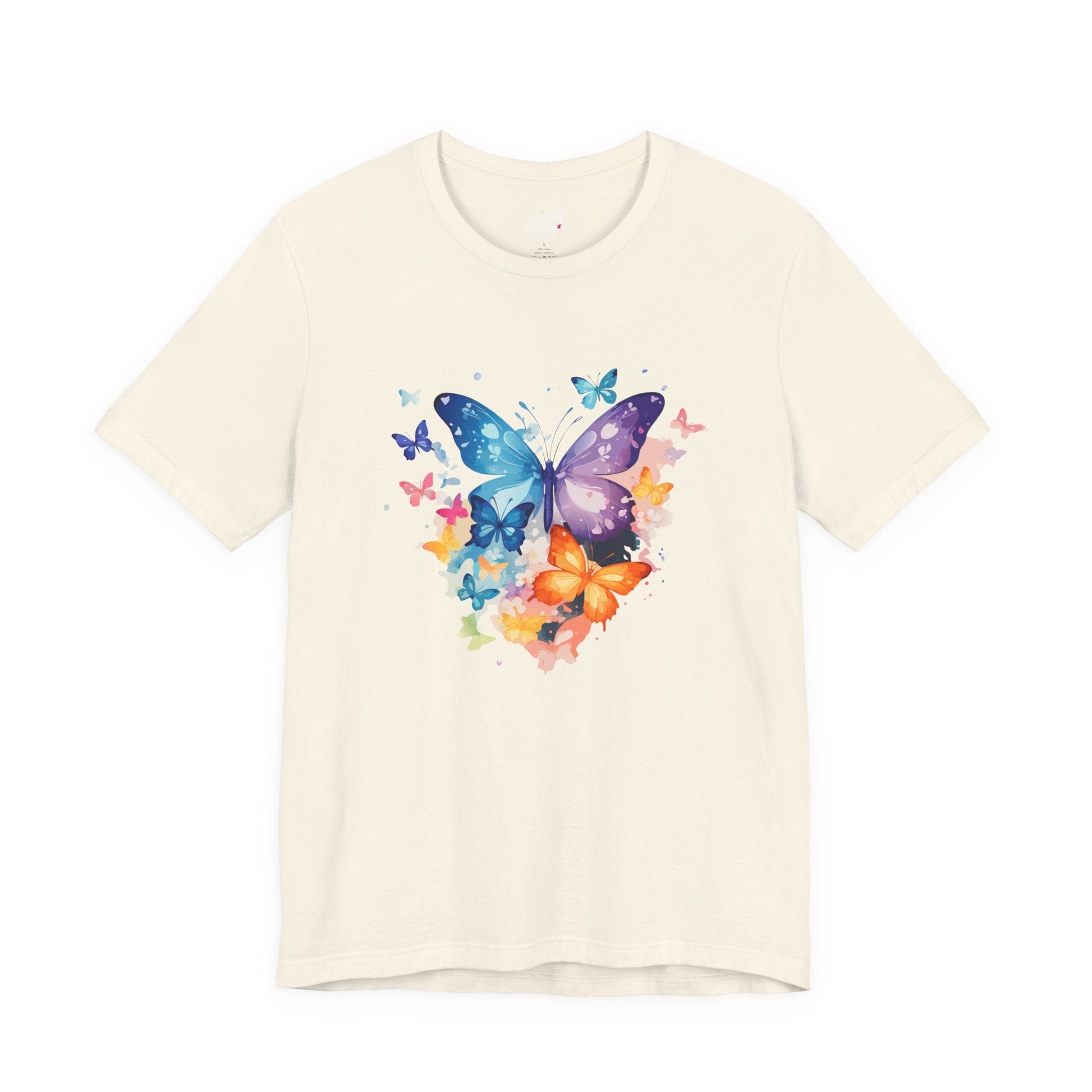 Colorful Butterfly Unisex Jersey Tee, Floral Tee, Butterfly Art Shirt, Gift for Nature Lovers, Summer Style, Nature Inspired Apparel Boho Wear