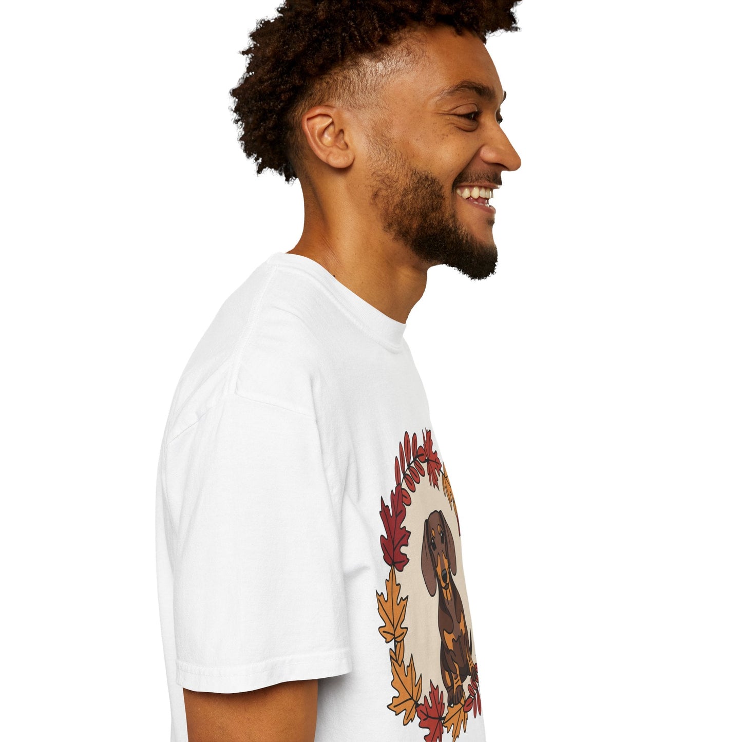 Autumn Dachshund T-Shirt, Fall Dog Lover Tee, Unisex Garment-Dyed Shirt, Cute Pet Apparel, Cozy Seasonal Gift Boho Wear