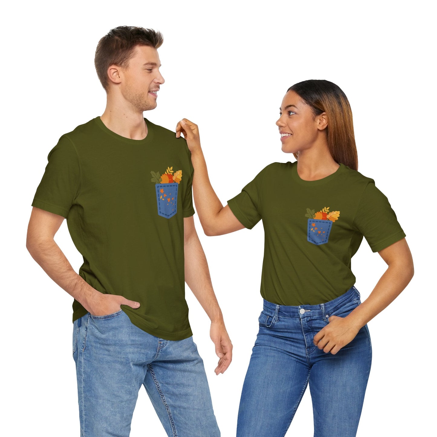 Pocket Boho Tee - Funny Botanic Autumn Design Printify