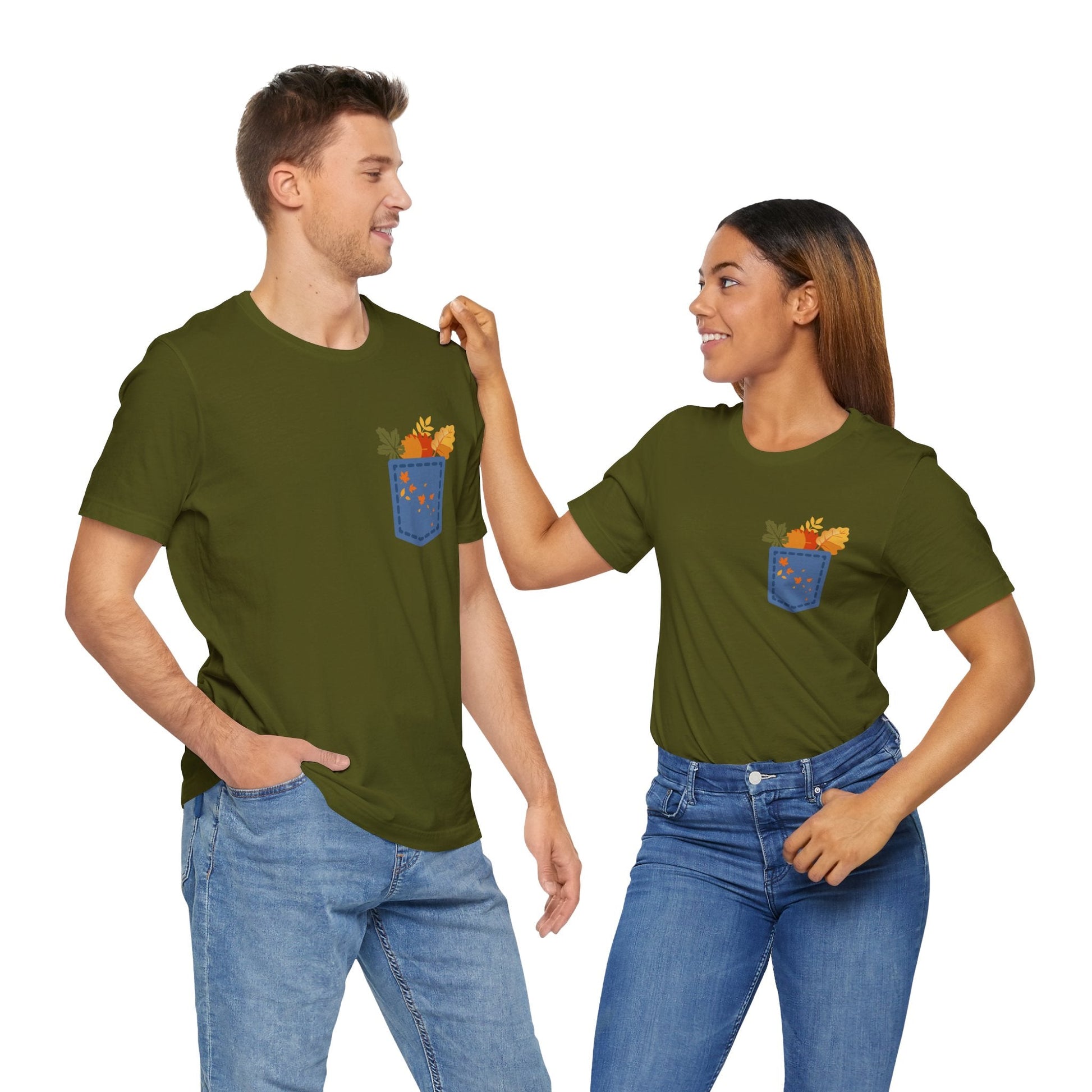 Pocket Boho Tee - Funny Botanic Autumn Design Printify