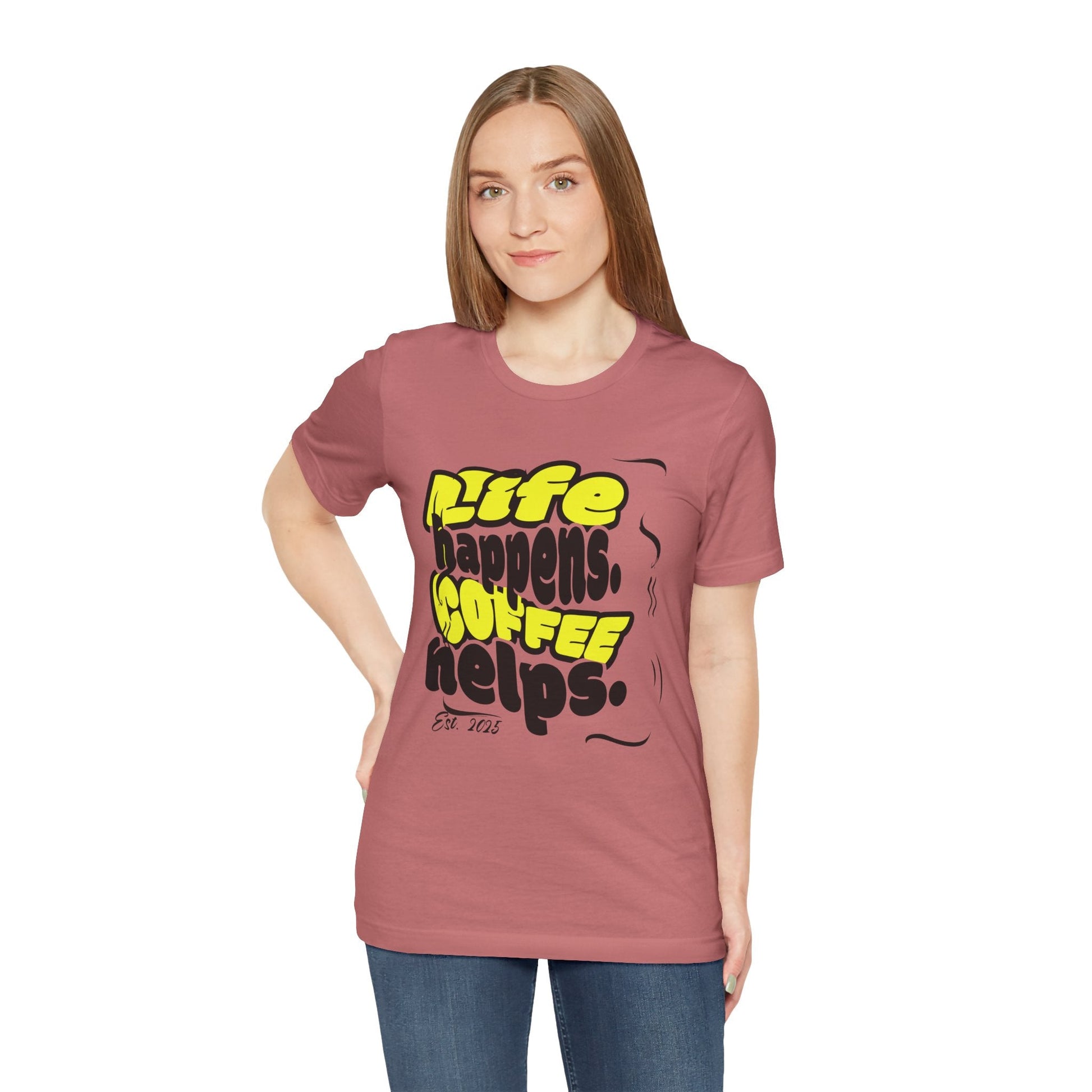 Coffee Lover T-Shirt - Life happens Coffee helps Boho Wear
