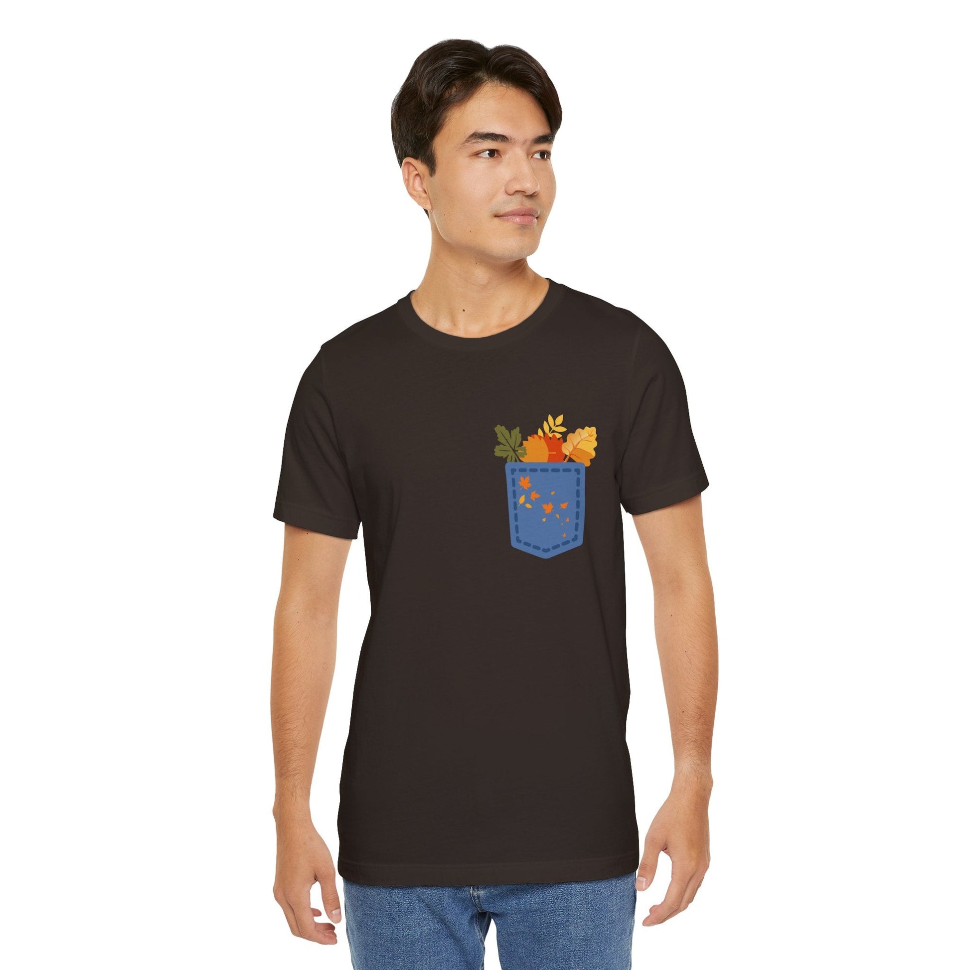 Pocket Boho Tee - Funny Botanic Autumn Design Printify