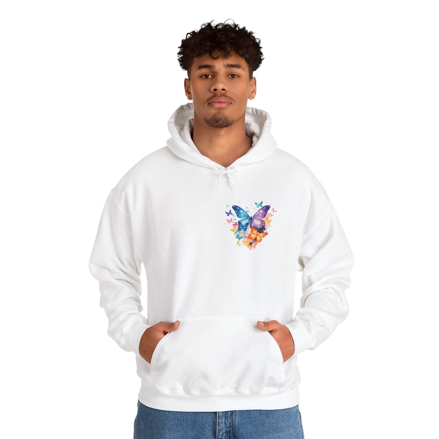 Colorful Butterfly Hoodie - Artistic Unisex Sweatshirt for Spring Adventures Printify
