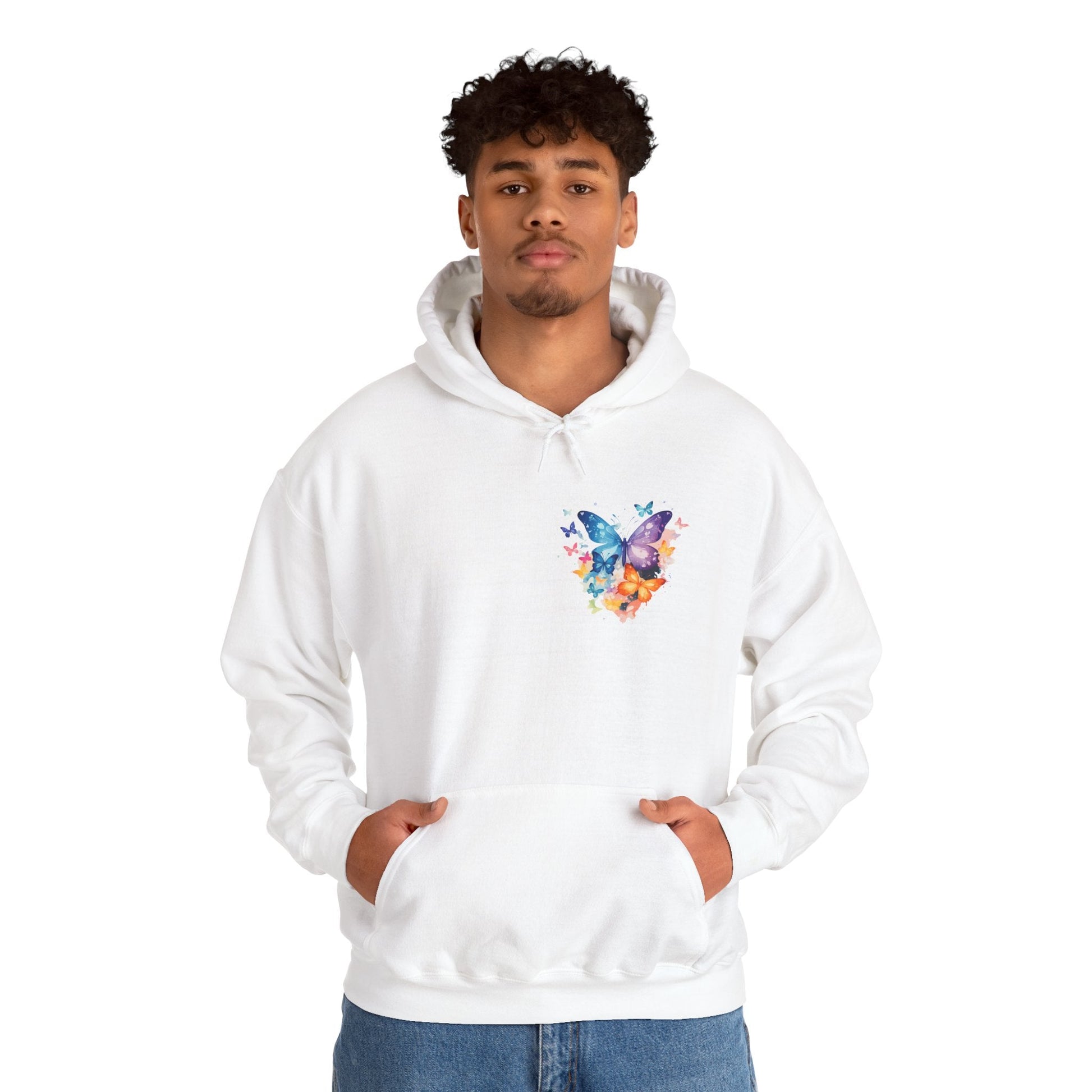 Colorful Butterfly Hoodie - Artistic Unisex Sweatshirt for Spring Adventures Printify