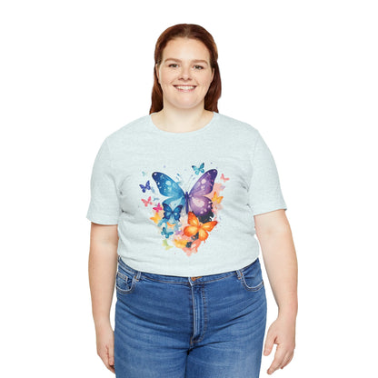 Colorful Butterfly Unisex Jersey Tee, Floral Tee, Butterfly Art Shirt, Gift for Nature Lovers, Summer Style, Nature Inspired Apparel Boho Wear