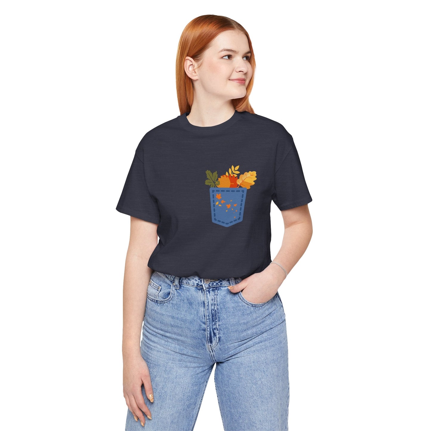Pocket Boho Tee - Funny Botanic Autumn Design Boho Wear